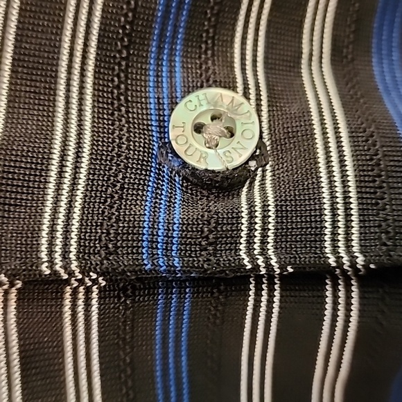 Champions Tour Golf Black and Blue Polo Shirt Classic Stripes - Picture 4 of 10